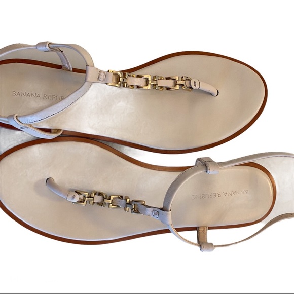 Banana Republic Shoes - Banana Republic | Ivory & Gold Leather Sandal  8.5